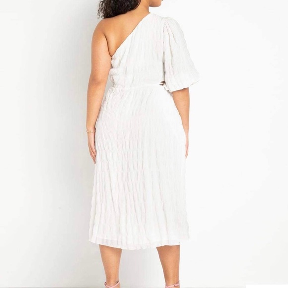 Eloquii One Shoulder White Midi Dress. US28 - Picture 2 of 4